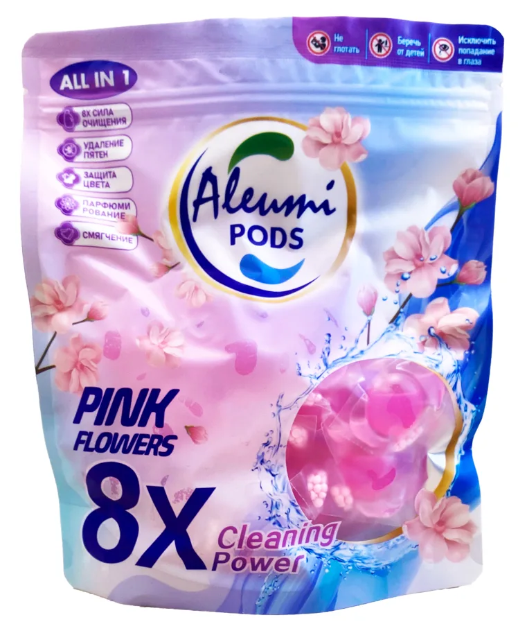 Капсулы для стирки Aleumi Pink Flowers 7г 30шт пакет