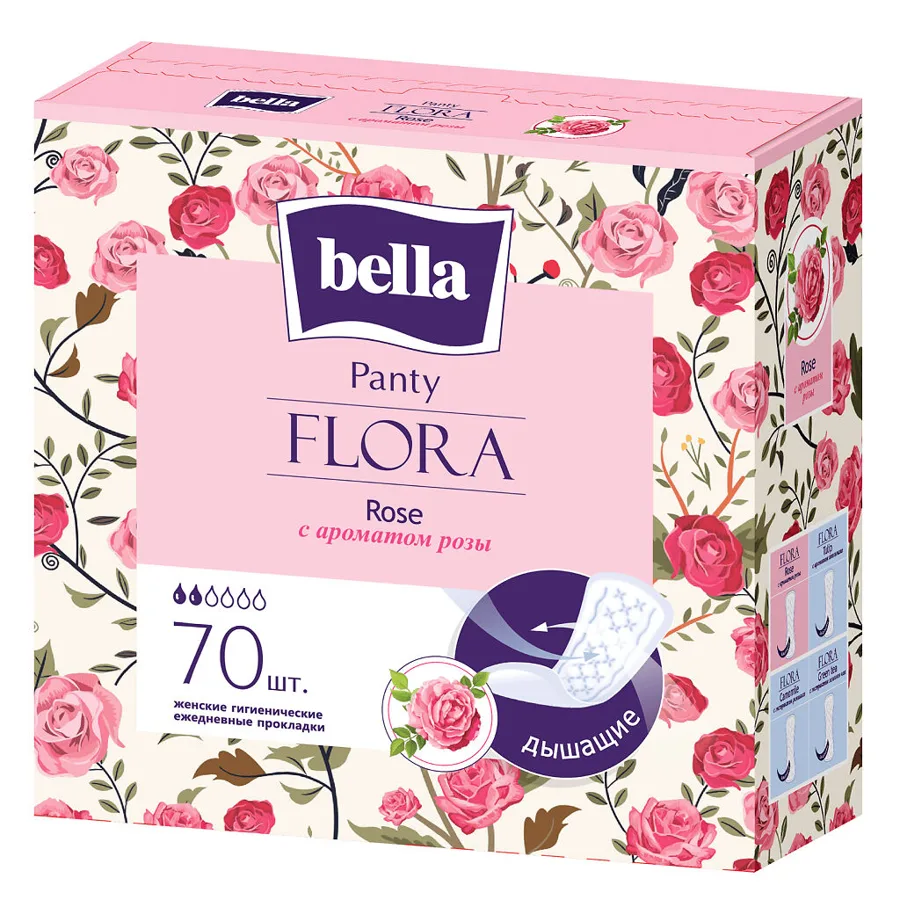 Прокладки гигиенические Bella Panty Flora Rose, ежедневные, 2 капли из 6, 70шт