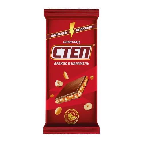 Шоколад молочный Степ с арахисом и карамелью 80г