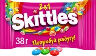 Конфеты жевательные Skittles в сахарной глазури 2в1, 38г