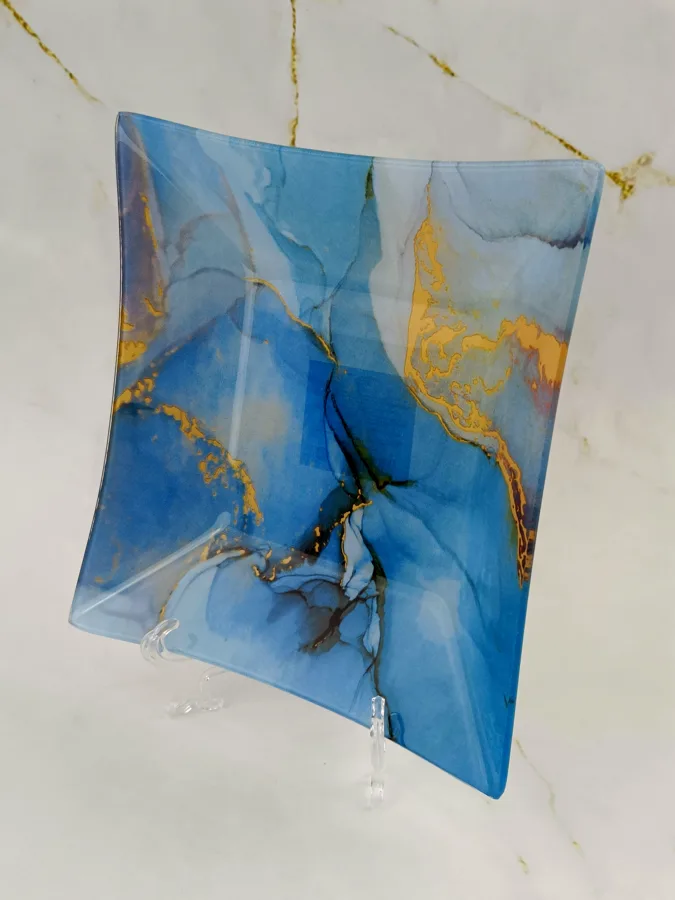 Блюдо Fresco Мрамор, квадратное, 20x20см, синий