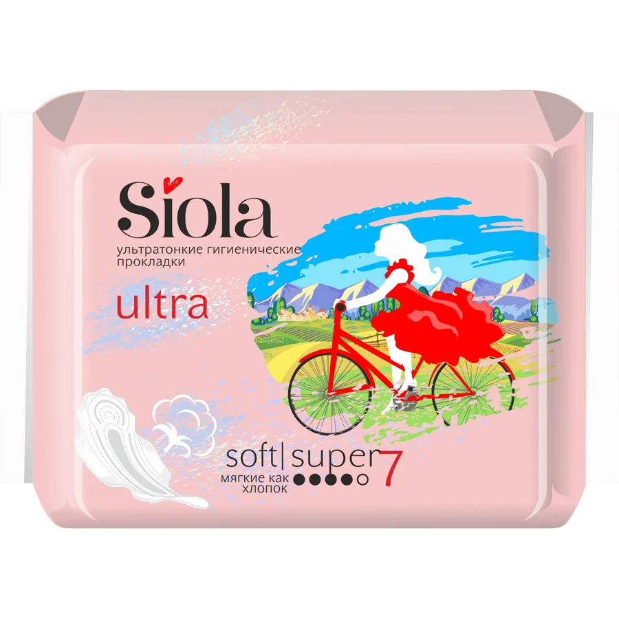 Прокладки гигиенические Siola Ultra Soft, super 4 капли из 5, 7шт
