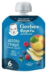 Пюре ГЕРБЕР яблоко груша малина черника м/у 90г