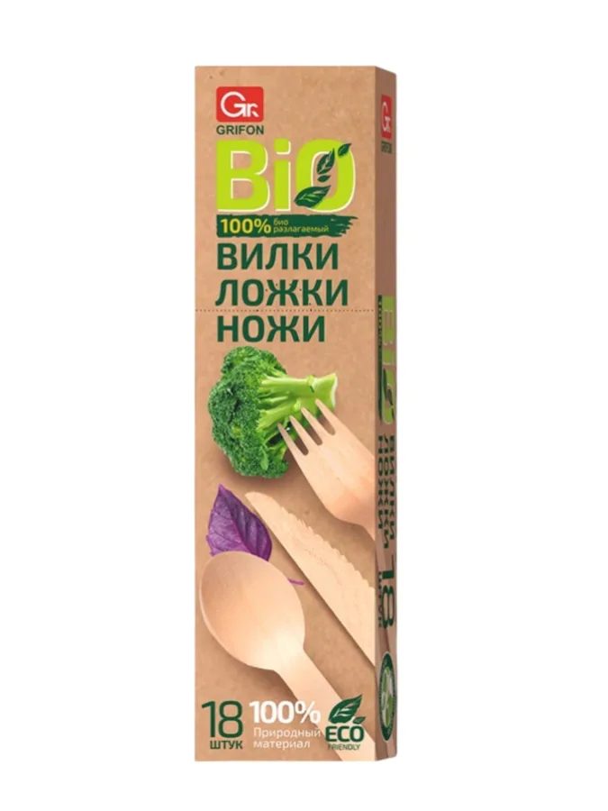 Набор столовых приборов из дерева Grifon Эко, 18 предметов