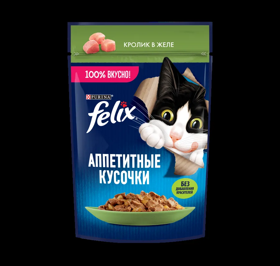 FELIX Аппетитные Кусочки влажный корм для кошек Кролик 75г