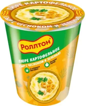 Пюре картофельное Роллтон Сыр с чесноком и зеленью, 55г