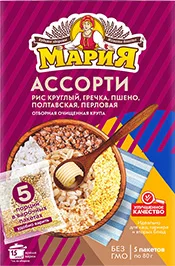 КРУПА МАРИЯ АССОРТИ, РИС/ГРЕЧКА/ПШЕНО/ПШЕНИЧНАЯ, В ПАКЕТИКАХ, 400 Г
