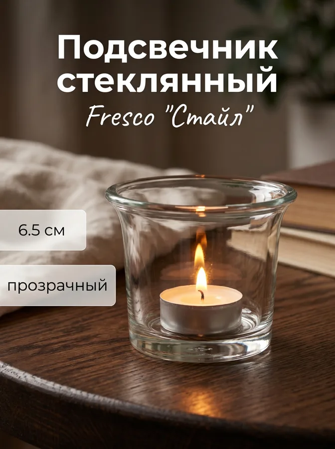Подсвечник Fresco Стайл, стеклянный, 6.5см