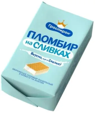 Пломбир на сливках Гроспирон, Натур брикет, 90 г