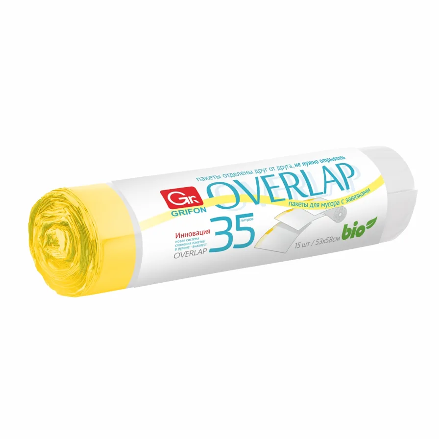 Пакеты для мусора с завяз. GRIFON Bio Overlap 35л (10мкм)