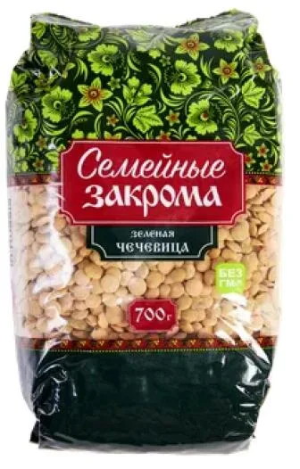 Чечевица зеленая Семейные закрома, 700г