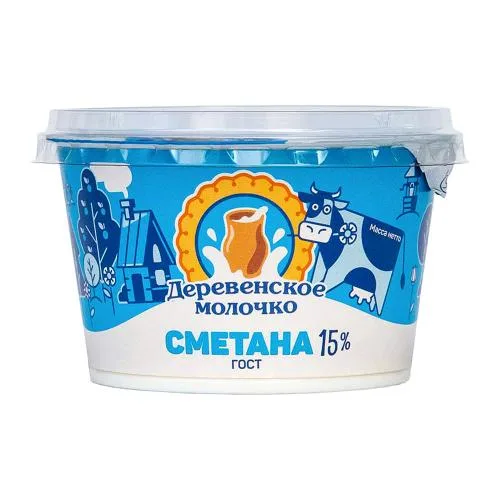 Сметана Деревенское молочко 15% 180г