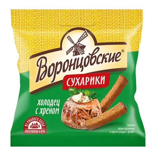Сухарики ржано-пшеные холодец с хреном Воронцовские 80г