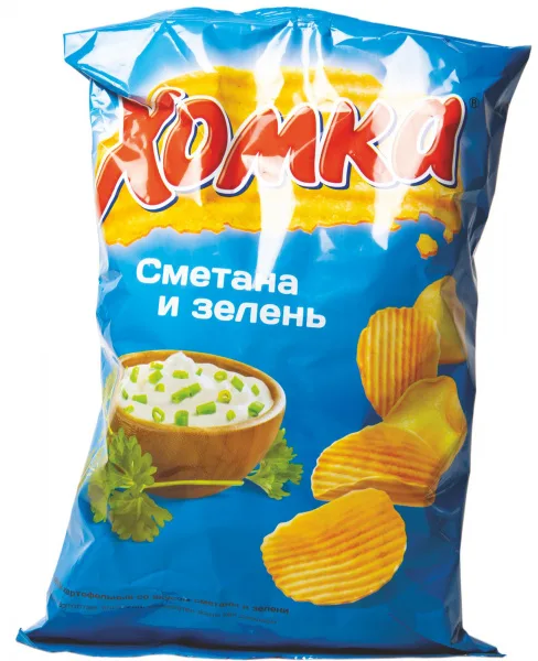 Чипсы ХОМКА 120г сметана зелень пакет/10