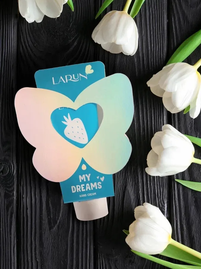 Крем для рук Larun Butterfly My Dreams, в подарочной упаковке, клубника и киви, 75мл