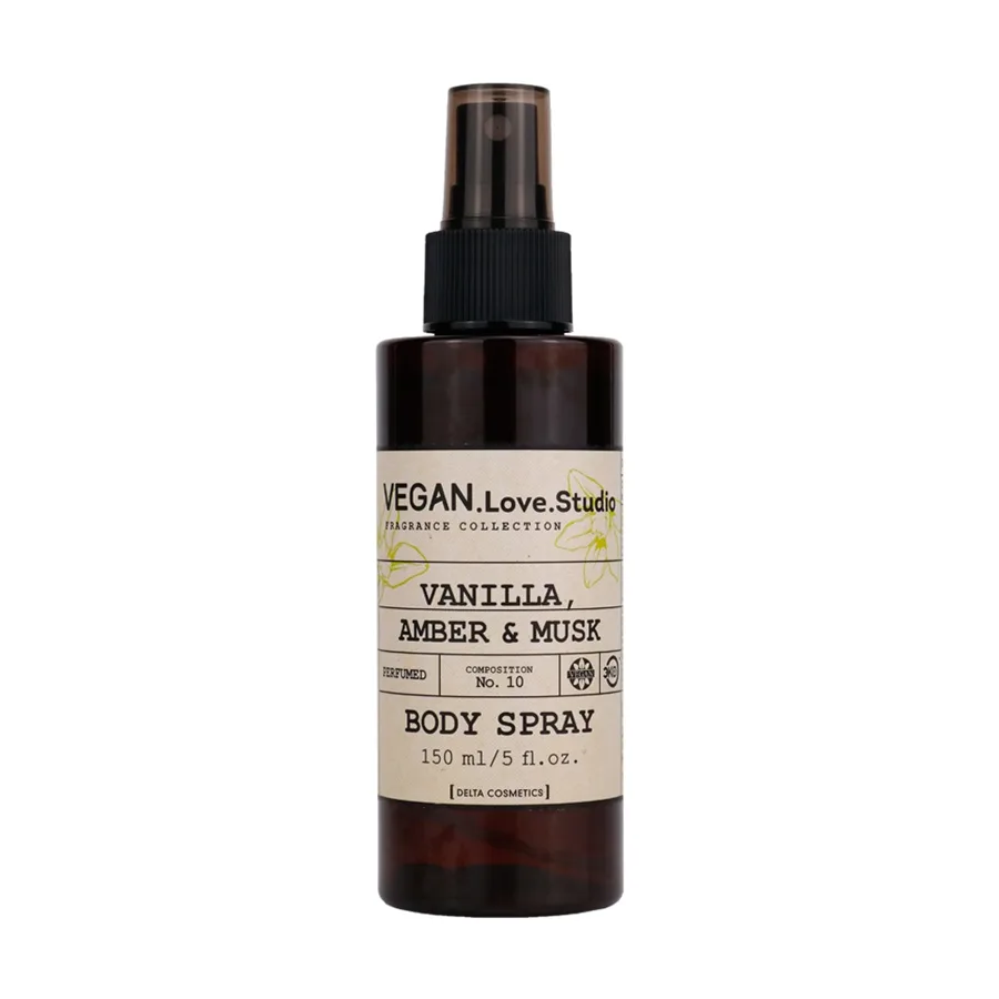 Спрей для тела Delta Parfum Vegan.Love.Studio Vanilla. Amber. Musk, парфюмированный, 150мл
