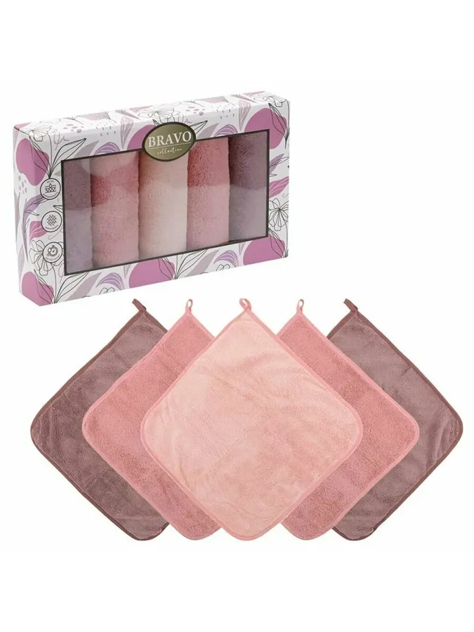 Набор полотенец Bravo Collection Сезон, 30х30 см, 5 шт, брусничный