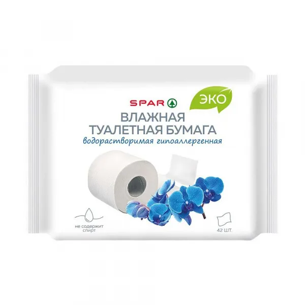 Бумага туалетная влажная SPAR ЭКО 42шт/45/270