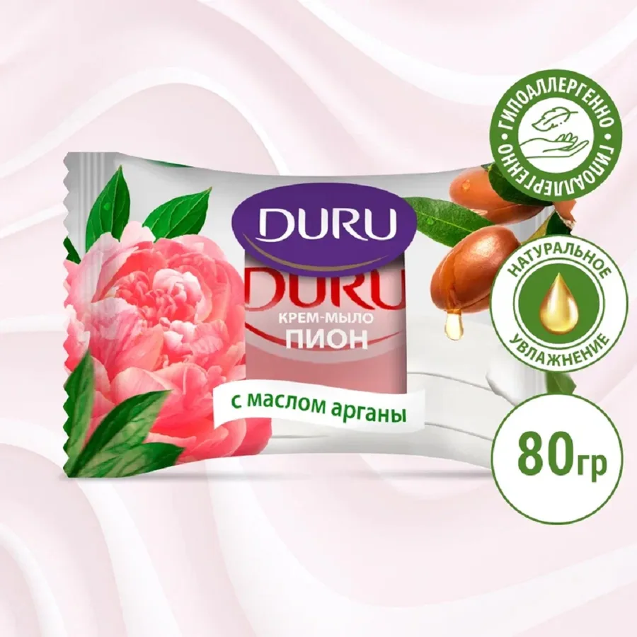 Мыло-крем твердое Duru Пион с маслом арганы, 80г