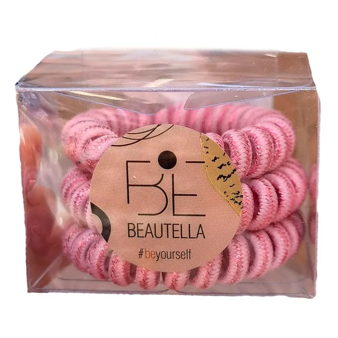 Набор резинок для волос Beautella Пружинка, 3 шт, цвет: розовый