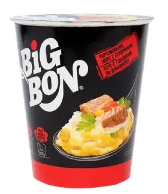 Пюре картофельное с сухариками и соусом BigBon со вкусом говядины, 60г