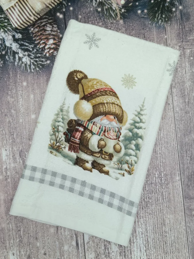 Полотенце для кухни Велюр 38х63 Гном кофе