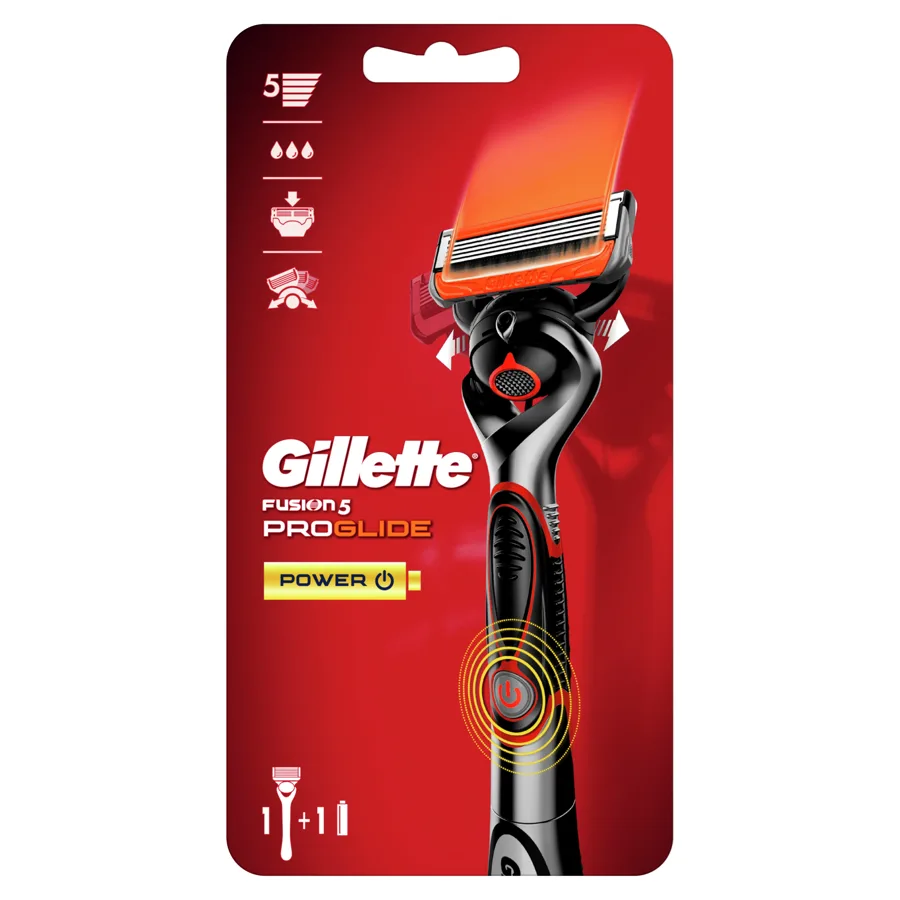 GILLETTE ФЬЮЖН5 ПроГлайд Энергия (FUSION5 ProGlide Power) Бритва с 1 сменной кассетой (с элементом питания) Красный (Red