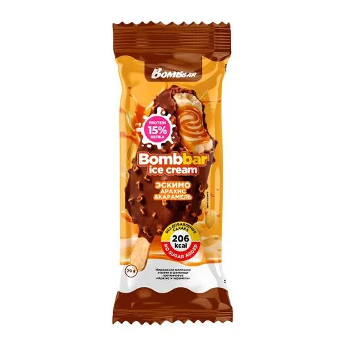 Мороженое эскимо с арахисом и карамелью без сахара Bombbar 6% 70г
