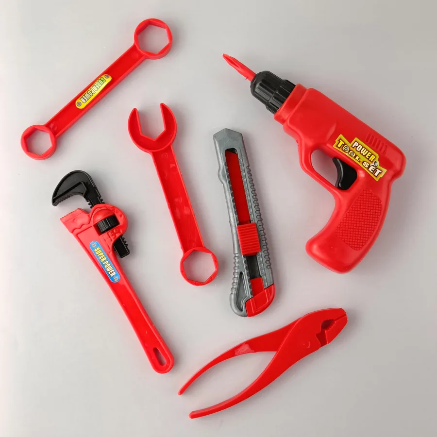 Набор инструментов Tool set с дрелью, размер: 16х10 см, цвет: красный, 6 предметов