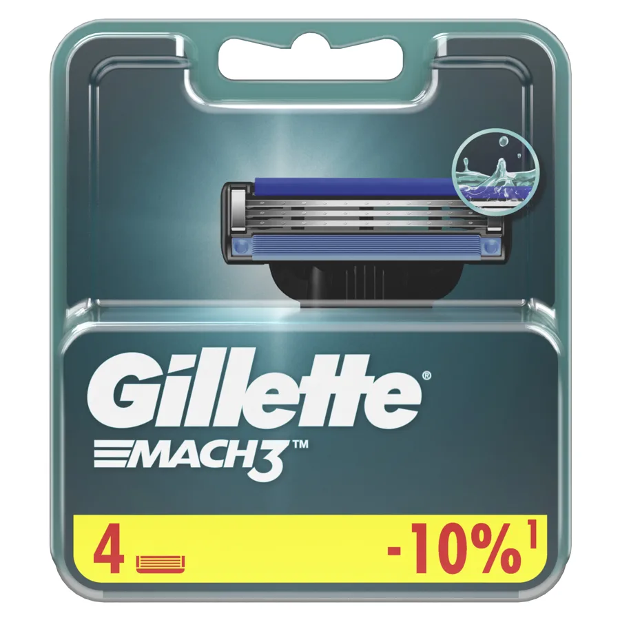 GILLETTE МАК3 (MACH3) Cменные кассеты для безопасных бритв 4шт