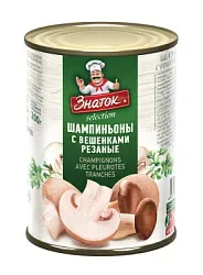 Шампиньоны ЗНАТОК с вешенками резаные ж/б 425мл