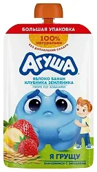 Пюре АГУША Яблоко банан клубника земляника со злаками 160г