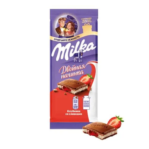 Шоколад Milka молочный Клубника со сливками 80г