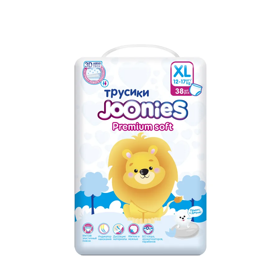 Трусики JOONIES Премиум Софт 38шт 12-17кг размер XL