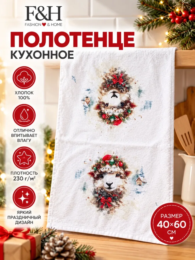 Полотенце F&H Милашка, велюровое, 38х63см