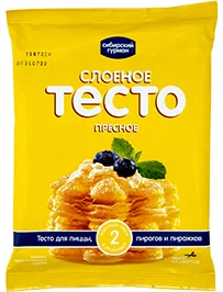 ТЕСТО СЛОЁНОЕ СИБИРСКИЙ ГУРМАН, ПРЕСНОЕ, 500 Г