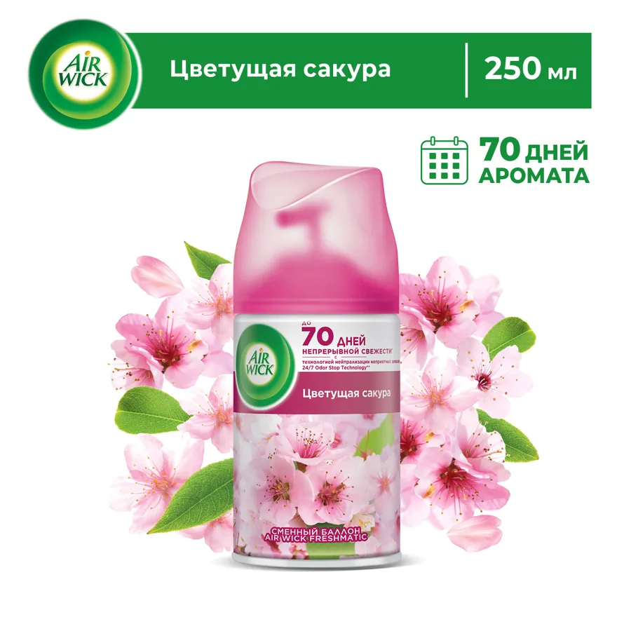 Автоматический освежитель воздухаAir Wick Цветущая сакура, 250мл запасной блок