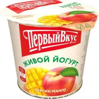 Йогурт 2,5% Первый Вкус Персик-манго стакан, 125 г