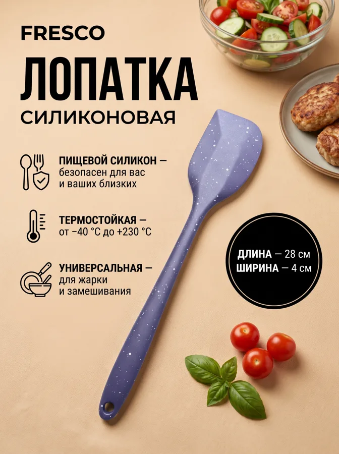 Лопатка кулинарная Fresco Аура, силикон, 28 см