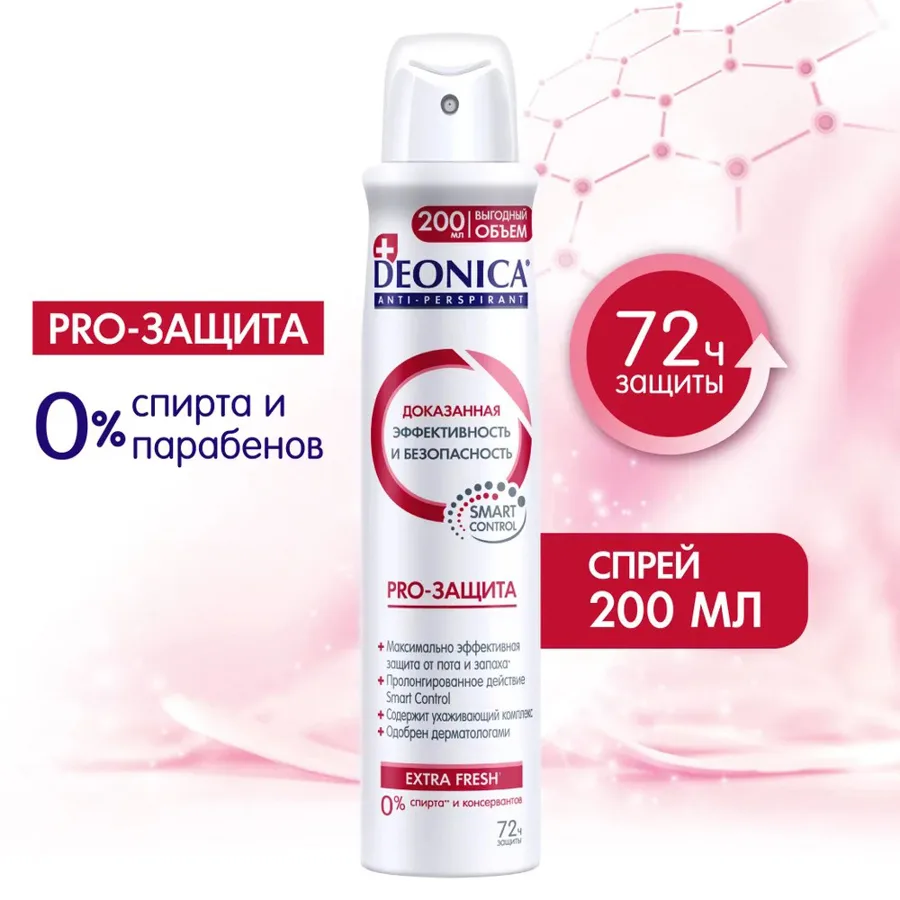 Дезодорант-спрей женский Deonica Pro-защита, 200мл