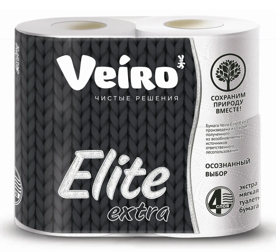 Туалетная бумага Veiro Elite Extra 4 слоя 4 рулона
