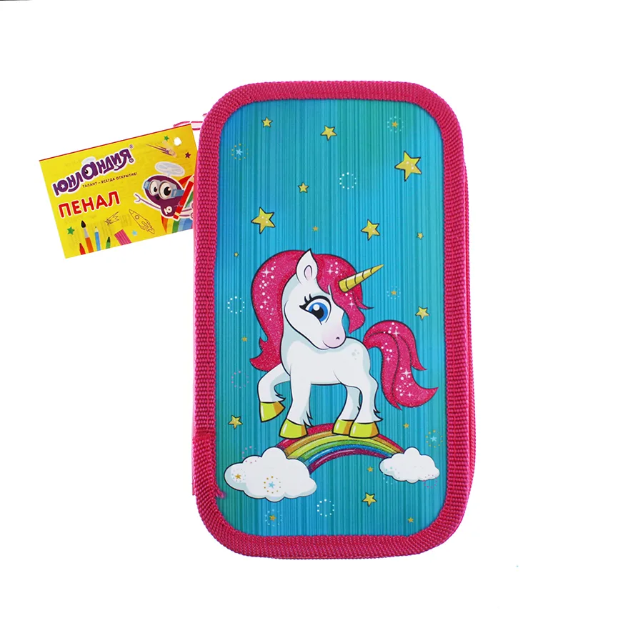 Пенал Neon Unicorn, блестки, 2 сексии, 19х11см