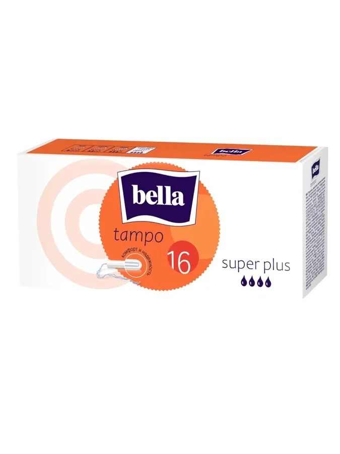Тампоны Bella Tampo, без аппликатора, super plus 4 капли, 16шт