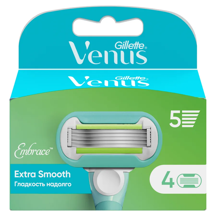 Сменные кассеты для бритья женские Gillette Venus Embrace, 5 лезвий, 4шт
