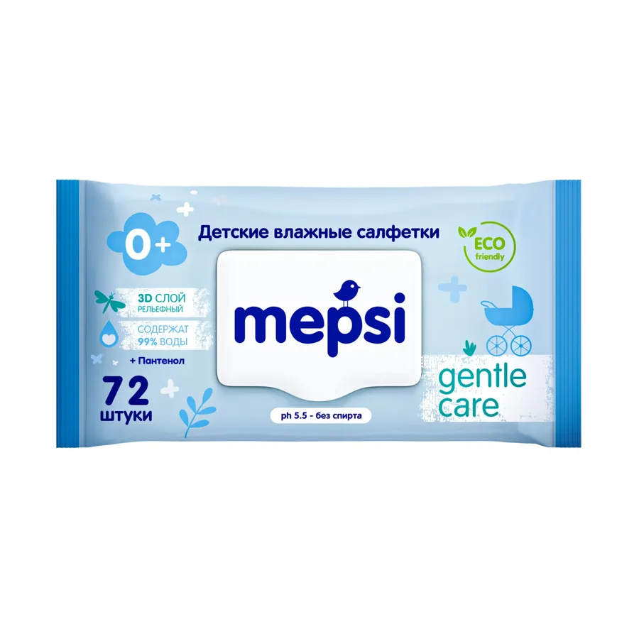 Влажные детские салфетки МЕПСИ 72шт