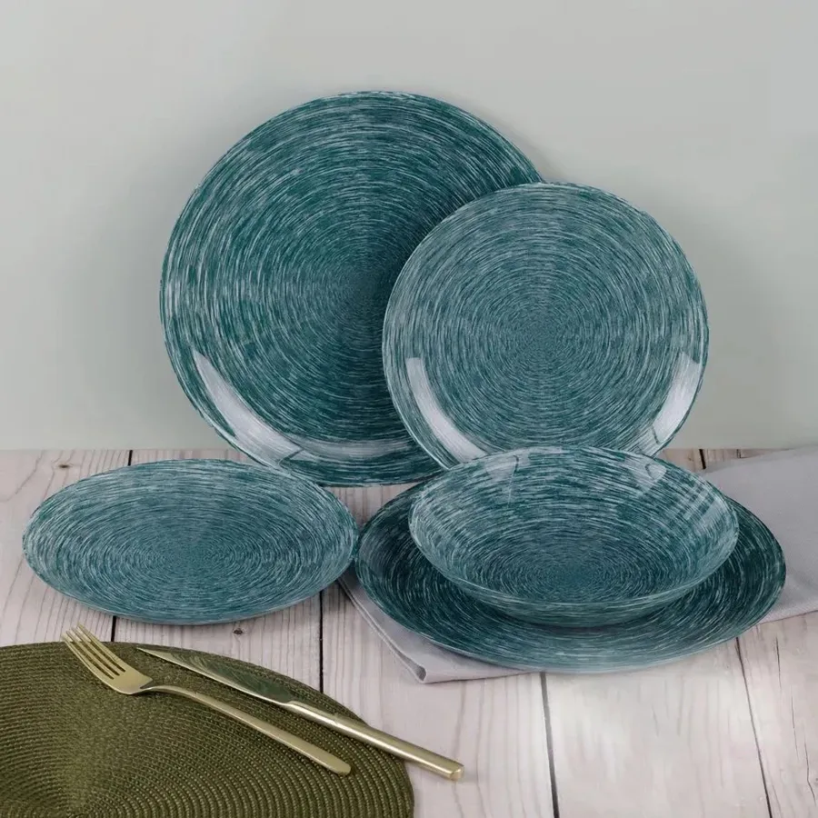 Набор столовой посуды Luminarc Brushmania Metallic Green, 12 предметов, 4 персоны, цвет: зеленый