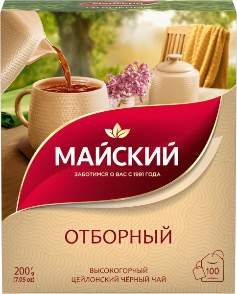 Чай МАЙСКИЙ Отборный черный 100*2г пакет/6