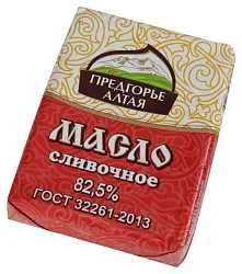 Масло сладко-сливочное ПРЕДГОРЬЕ АЛТАЯ ГОСТ несоленое бзмж 82.5% 180г