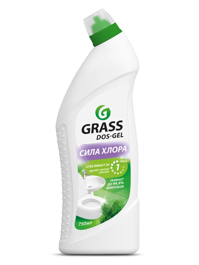 Гель чистящий для дизенфекции и отбеливния Grass Dos Gel Сила хлора, хвоя, 750мл