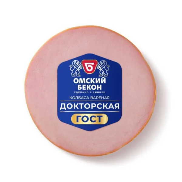 Колбаса Омский Бекон Докторская вареная 350г в/уп/6